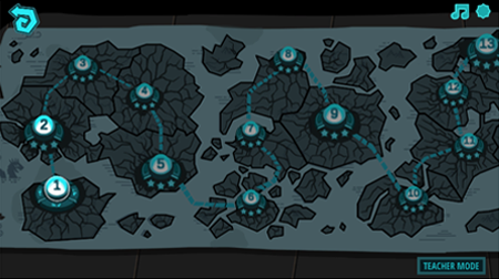Gate screenshot of the map with the location of the different levels and level 1 highlighted