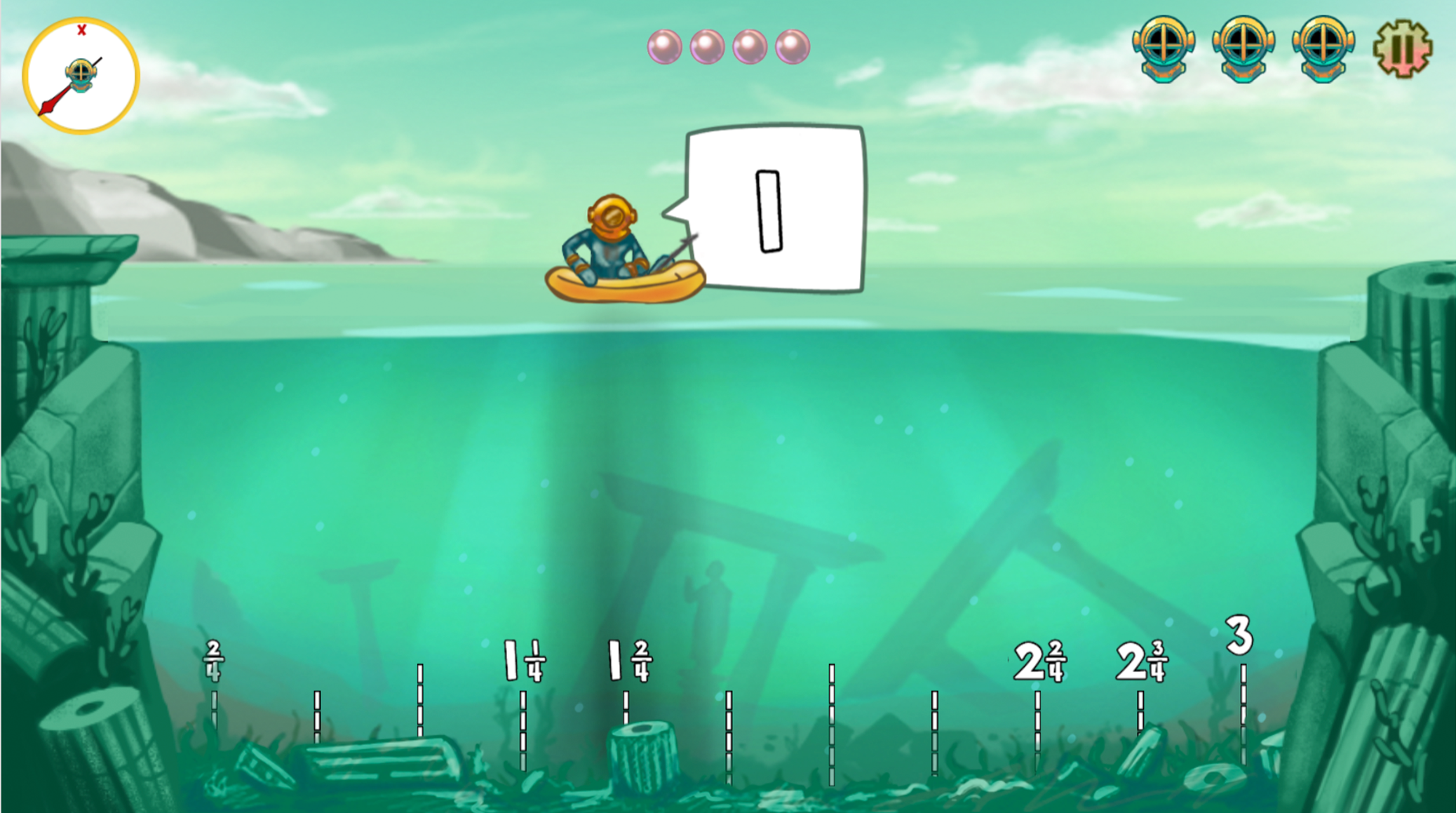 Pearl Diver screenshot showing the character about to dive at the incorrect number